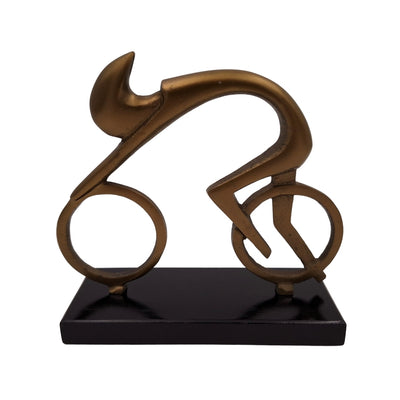 Figura de ciclista VB26/9 con grabado - Regalo elegante para ciclistas, altura 18 cm, latón y negro, decoración minimalista para interiores