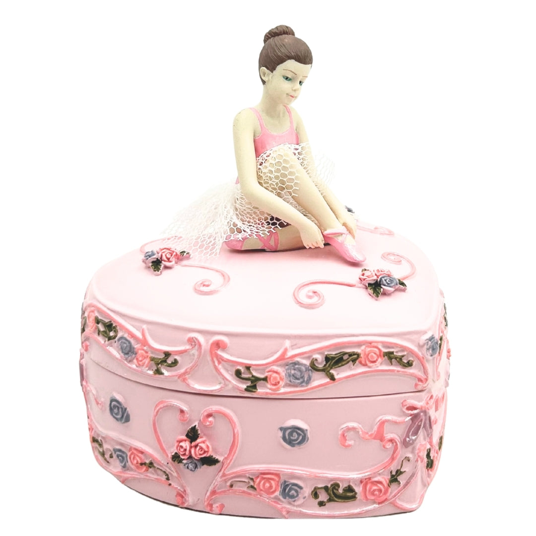 Caja de Música Bailarina Corazón Lago de los Cisnes con Posibilidad de Grabado Personalizado, Rosa, 12,5 cm, Regalo Ideal para Cumpleaños o Aniversario
