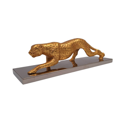 Figura Decorativa Elegante de Leopardo Dorado 42 cm con Grabado Personalizado