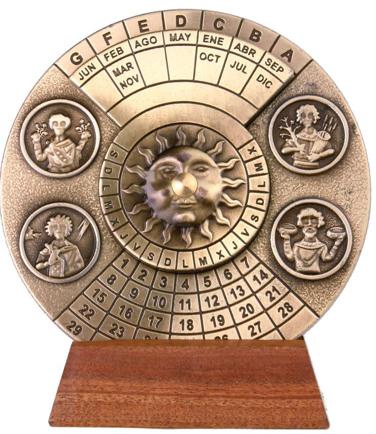 Calendario perpetuo renacentista con grabado - regalo personalizado para los años 1600-2799, elegante decoración de oficina, diámetro 9 cm, estilo renacentista