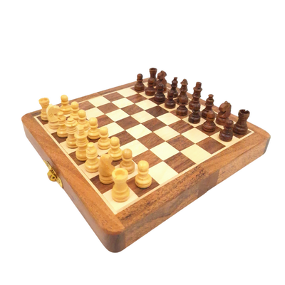 Ajedrez magnético de madera 17x17 cm con grabado personalizado