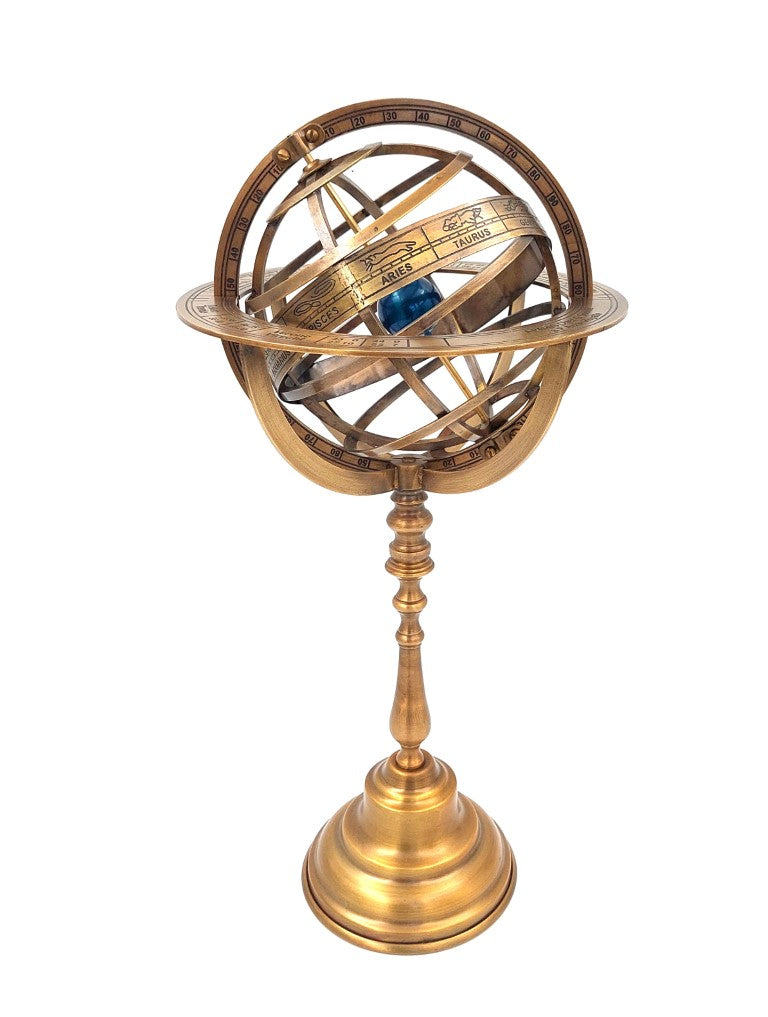 Astrolabio esférico de latón de 39cm, personalizable con grabado