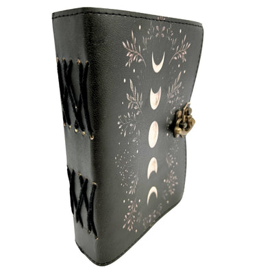 Cuaderno de Piel Retro con Fases de la Luna y Grabado