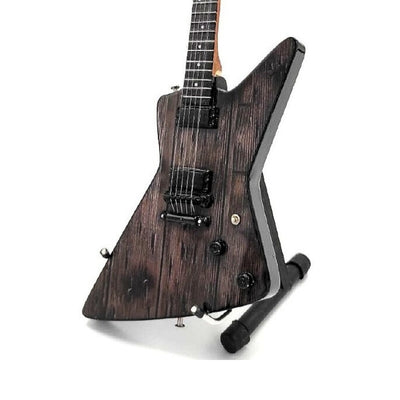 Mini guitarra Metallica James Hetfield MGT-8860 con grabado - Decoración de caoba de 27,5 cm para regalo a fans del rock y coleccionistas