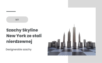 Ajedrez Skyline de Nueva York con grabado en acero inoxidable