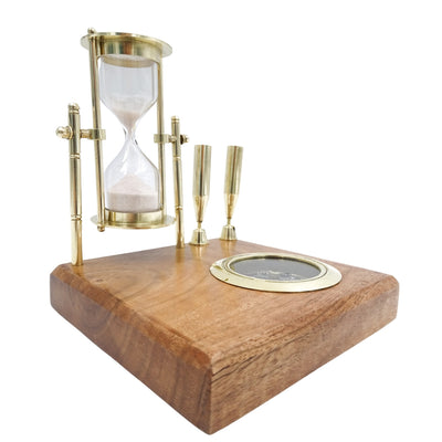 Set de Escritorio Retro con Reloj de Arena y Brújula