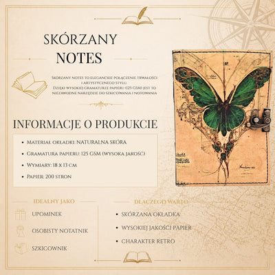 Cuaderno de Piel Retro Mariposa con Grabado