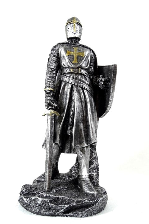 Figura de caballero cruzado de 30 cm con grabado