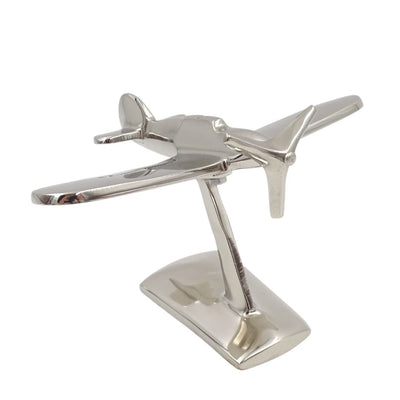 Modelo de avión monomotor N-0896 de aluminio en color plateado, 17x14x11 cm