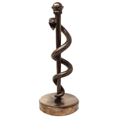 Figura del Bastón de Asclepio de 30 cm de resina - regalo personalizado para médico, enfermera o farmacéutico - decoración marrón/latón con grabado
