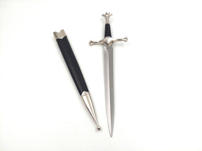 Réplica de daga medieval de caballero de 35 cm de acero inoxidable con vaina decorativa