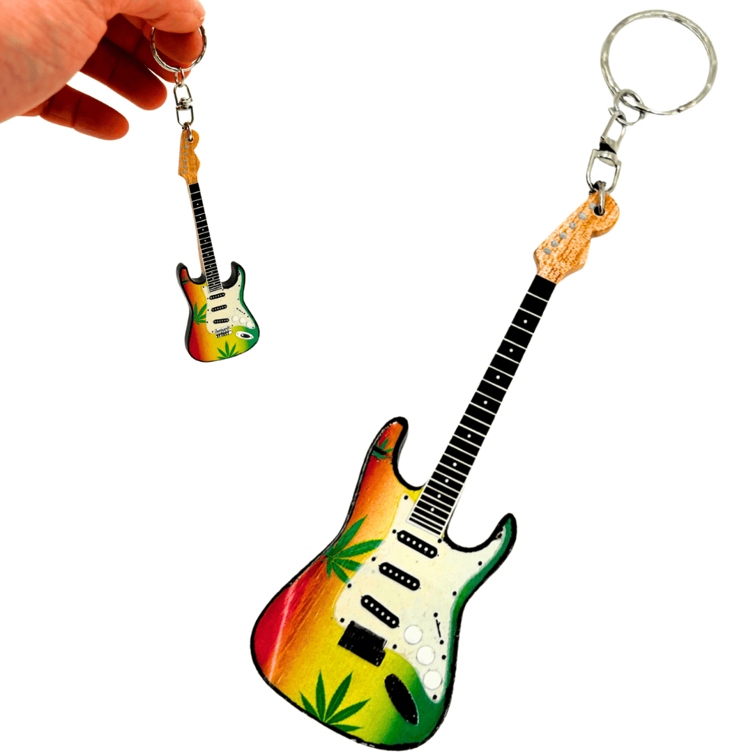 Breloczek Gitara Bob Marley Reggae z Mahoniu z Możliwością Personalizacji Grawerem