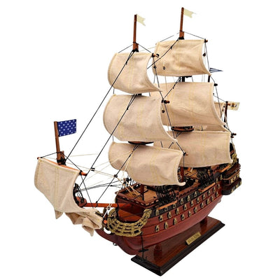 Modelo montado del velero Soleil Royal de 46 cm - Hecho a mano con madera exótica y posibilidad de personalización mediante grabado