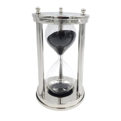 Reloj de arena de aluminio 15 min con posibilidad de personalización mediante grabado, negro, 10,15x10,15x20,25 cm