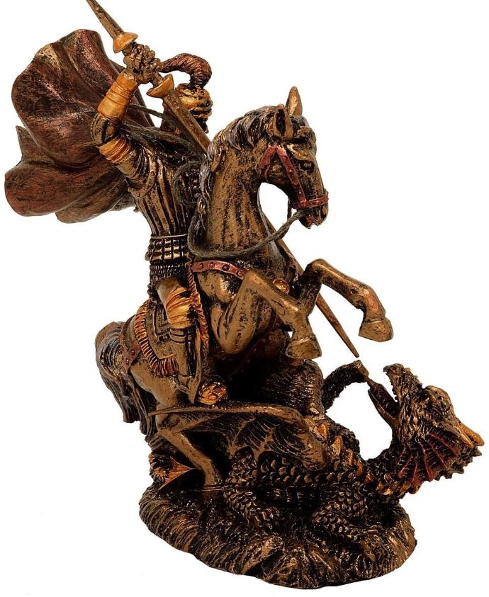 Figura de San Jorge de Poliresina, 13 cm, Posibilidad de Personalización con Grabado, Regalo Ideal para Varias Ocasiones