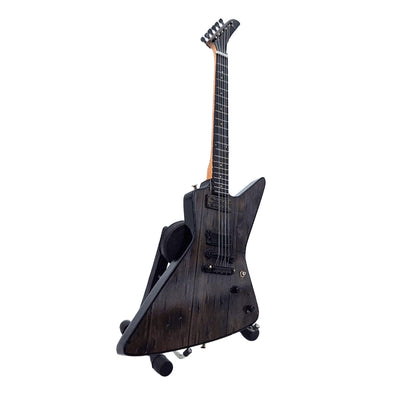 Mini guitarra Metallica James Hetfield MGT-8860 con grabado - Decoración de caoba de 27,5 cm para regalo a fans del rock y coleccionistas