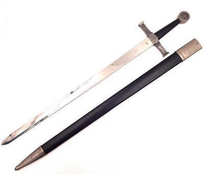 Espada de caballero de acero de 84 cm en funda - Réplica SW-114 con posibilidad de personalización con grabado