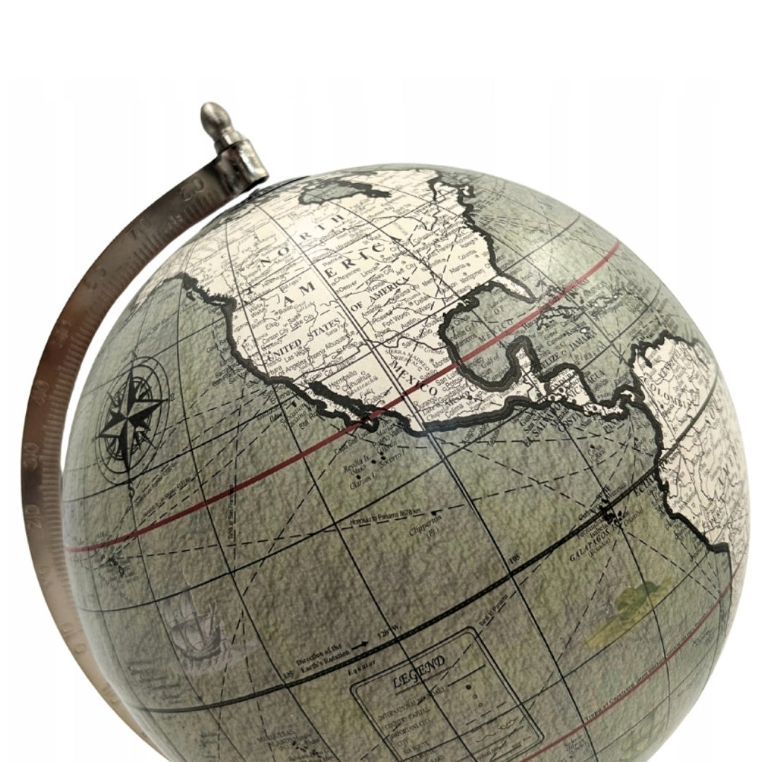Globo decorativo sobre base de piedra de 30 cm con posibilidad de personalización con grabado - Regalo elegante en tonos grises y piedra negra