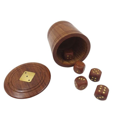 Dados de madera para juego en barril con grabado – regalo personalizado de acacia, altura 7 cm, diámetro 8 cm, para mayores de 14 años