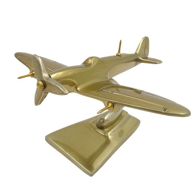 Modelo de avión Spitfire dorado WWII caza con opción de grabado personalizado – elegante regalo para amantes de la aviación, hecho de aluminio, dimensiones 15 × 13 × 8 cm