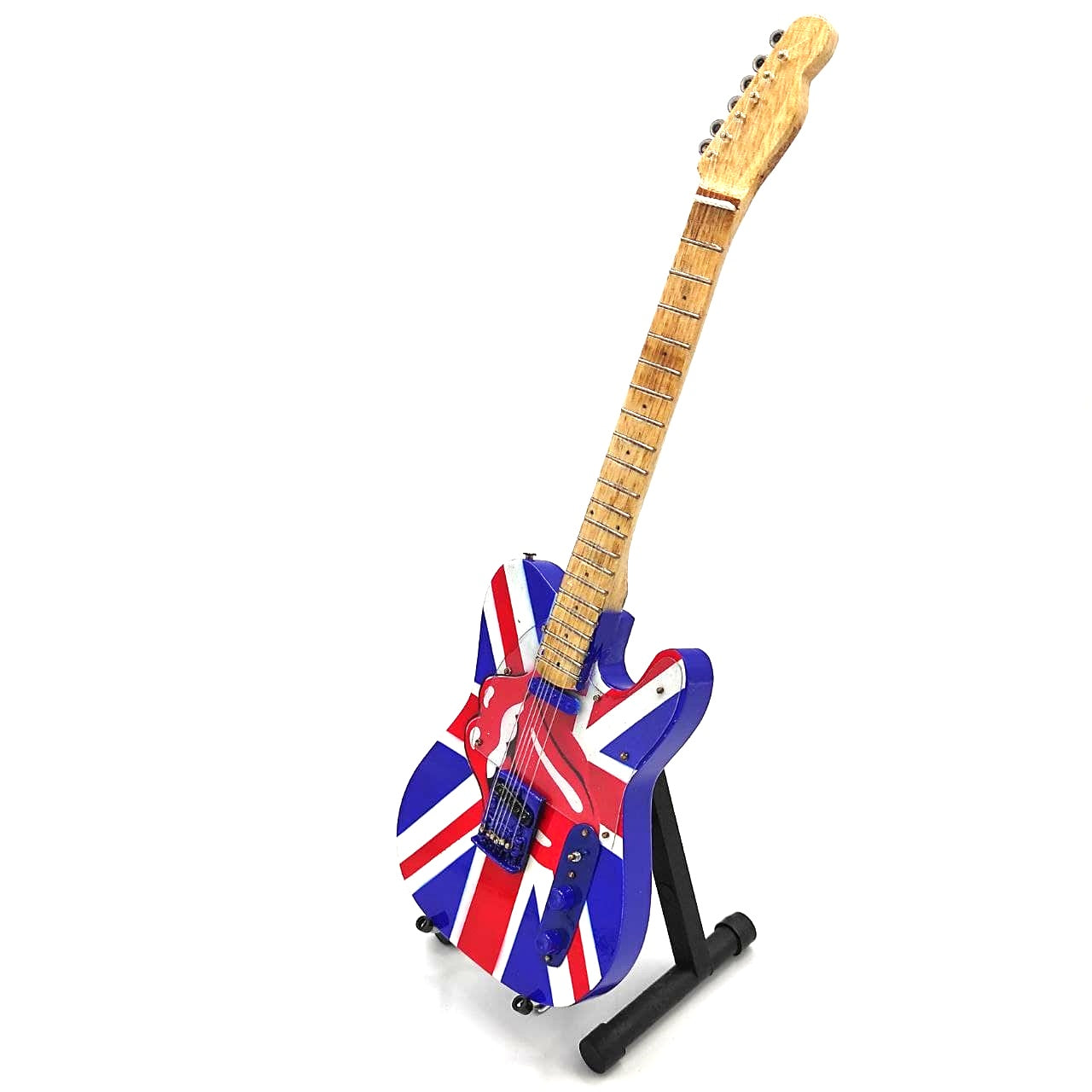 Mini guitarra coleccionable Rolling Stones UK&Tongue MGT-2301B de madera de caoba, posibilidad de grabado personalizado, regalo ideal para cualquier ocasión, altura 27,5 cm  