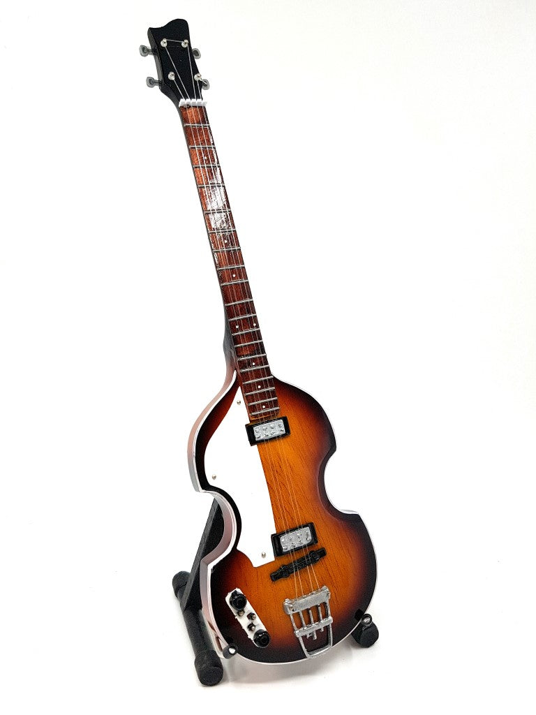 Mini guitarra bajo estilo Paul McCartney, MGT-2028, caoba, opción de personalización con grabado, ideal para regalo, altura 27,5 cm