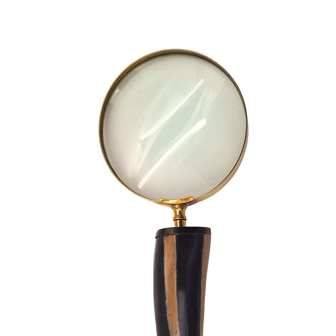 Elegante lupa de lectura retro con montura de latón y mango de cuerno de búfalo - grabado personalizado - regalo ideal para personas mayores - lente de alta calidad 3.5x estilo vintage