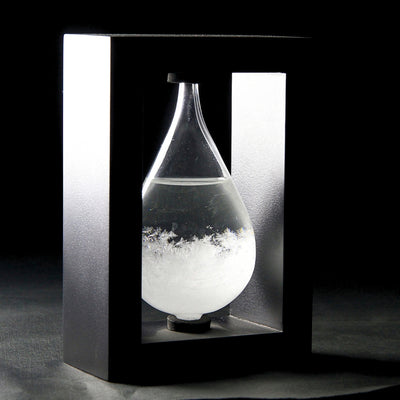 Barómetro de tormenta Fitzroya en marco de madera - Gota Storm Glass con posibilidad de personalización con grabado - regalo ideal para cualquier ocasión - estación meteorológica elegante en estilo moderno con cristales que reaccionan a cambios climáticos
