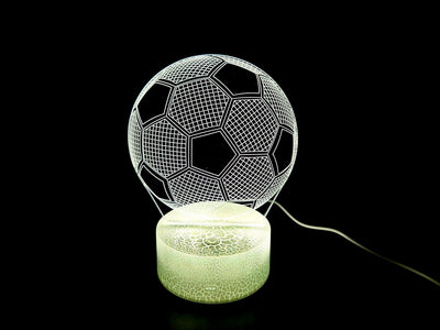 Lámpara nocturna Balón con posibilidad de personalización con grabado - Regalo ideal para amantes del fútbol - 17 cm de altura - 3 colores para elegir - Alimentación por USB o 3 pilas AAA