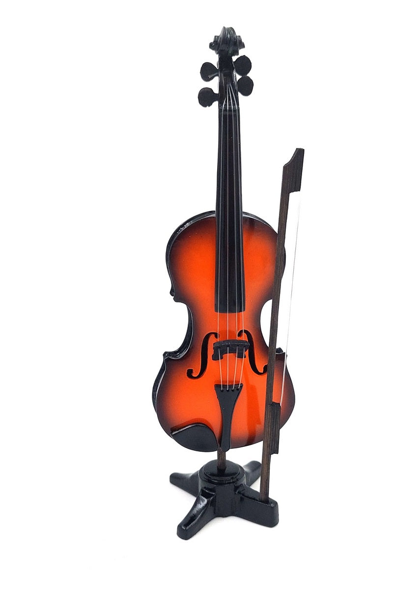 Mini violín hecho a mano de resina, altura 13 cm, opción de personalización con grabado, ideal para regalo a amantes de la música