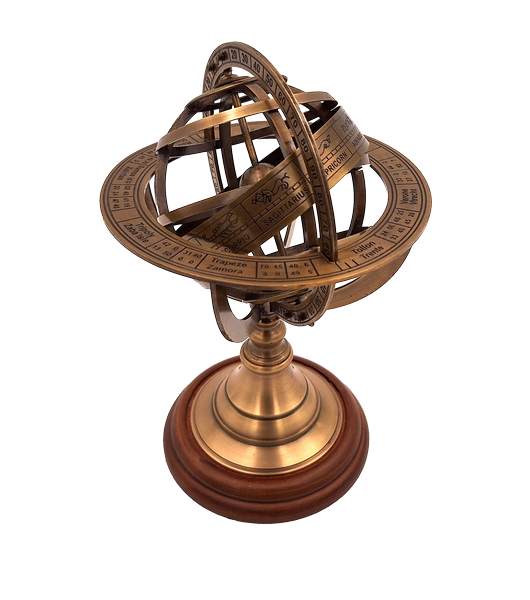 Astrolabio de latón de 21 cm con base de madera - Regalo personalizado para amantes de la astronomía en color dorado