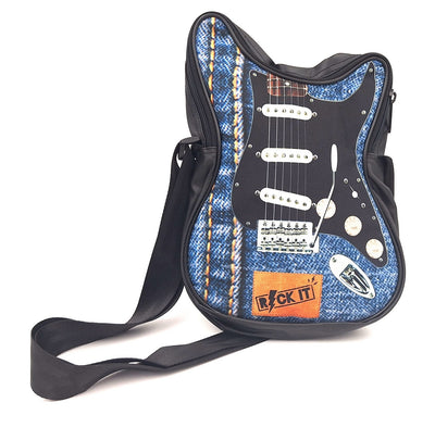 Bolso de hombro con forma de guitarra Let’s Rock RBG-019 con posibilidad de personalización mediante grabado, impermeable, ideal para regalo a músicos, PVC 100% y poliéster, dimensiones 34 x 23 x 5 cm