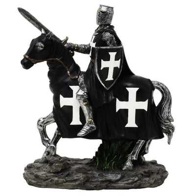 Figura decorativa Caballero a caballo 22 cm con opción de grabado personalizado - Elegante decoración de poliresina para regalo a amantes de la historia y la Edad Media  