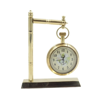 Reloj marinero de latón para escritorio NC2126 con posibilidad de grabado, 12 cm de altura, ideal para regalo para amantes de la navegación con motivo de ancla y velero