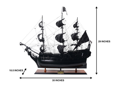 Modelo de barco pirata Perla Negra BP80R con posibilidad de personalización con grabado, longitud 89 cm, regalo exclusivo para cualquier ocasión, artesanía artística, base de madera