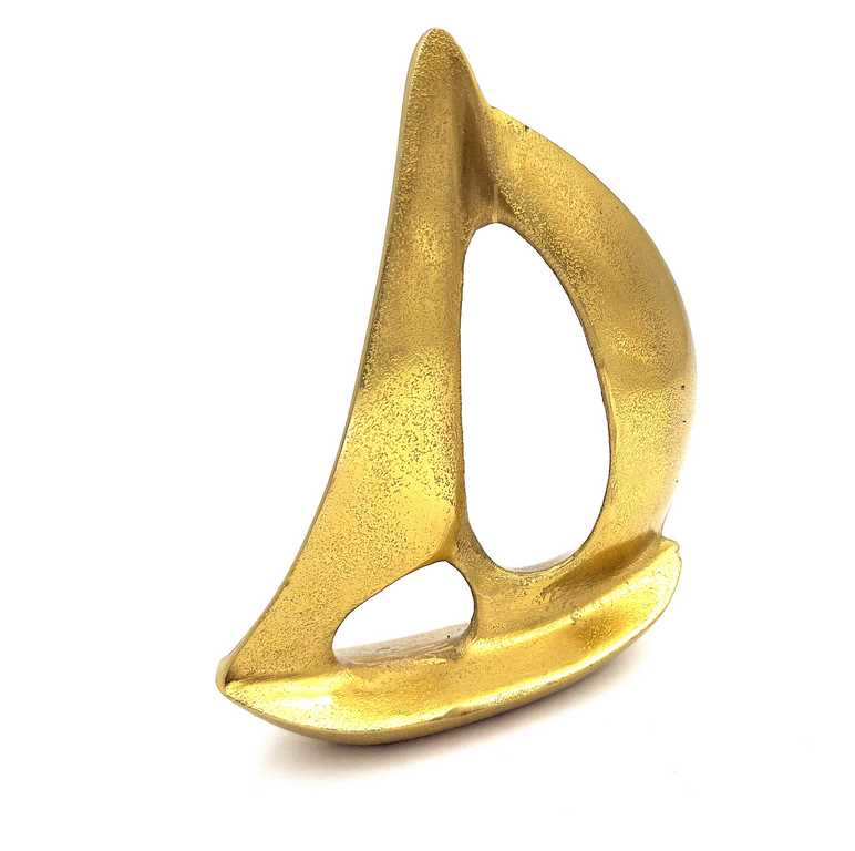 Yate dorado de aluminio 19,5 cm con posibilidad de personalización con grabado - decoración elegante para regalo a amantes de la navegación