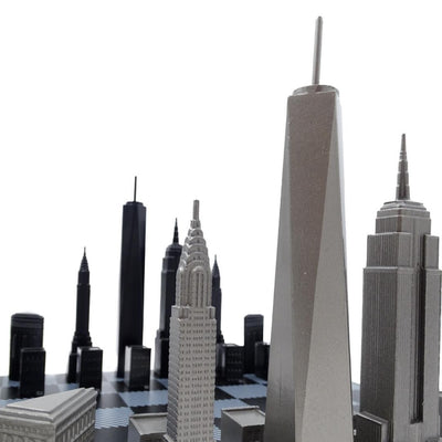 Ajedrez Skyline de Nueva York con grabado en acero inoxidable