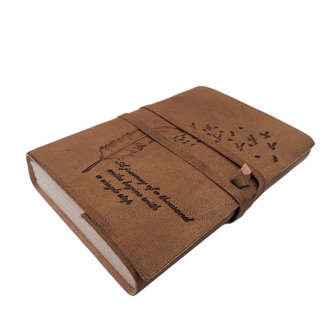 Cuaderno de cuero retro con inscripción, 200 páginas