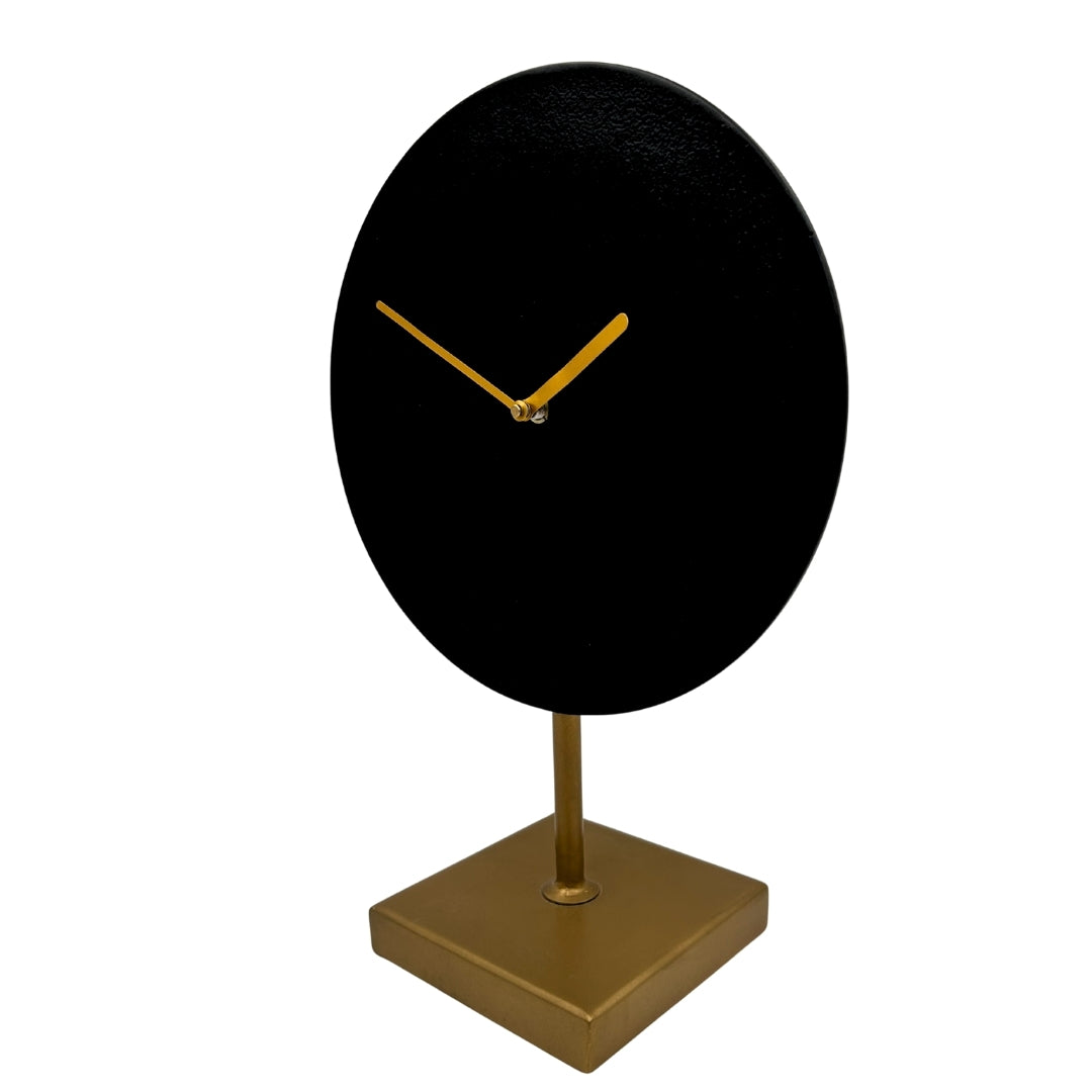Reloj metálico redondo elegante 4122 en dorado y negro con posibilidad de personalización mediante grabado