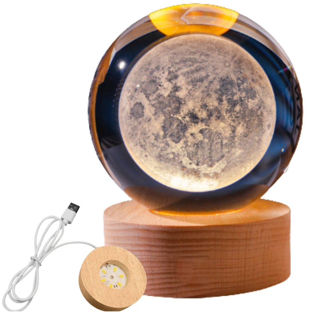 Bola de cristal 3D Luna con grabado