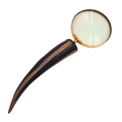Elegante lupa de lectura retro con montura de latón y mango de cuerno de búfalo - grabado personalizado - regalo ideal para personas mayores - lente de alta calidad 3.5x estilo vintage