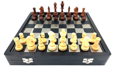 Elegante Set de Ajedrez de Madera y Metal 33x33cm con Posibilidad de Personalización con Grabado