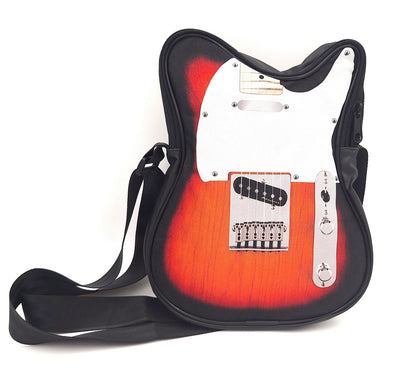 Bolso de hombro con forma de guitarra eléctrica RBG-023 con posibilidad de personalización mediante grabado, impermeable, ideal para regalo a amantes de la música, PVC 100% y poliéster, dimensiones 34 x 23 x 5 cm