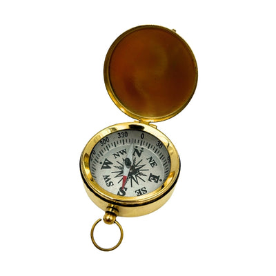 Brújula retro de latón con tapa cerrable, posibilidad de personalización mediante grabado, ideal para regalo para navegantes, altura 5 cm, estilo marinero