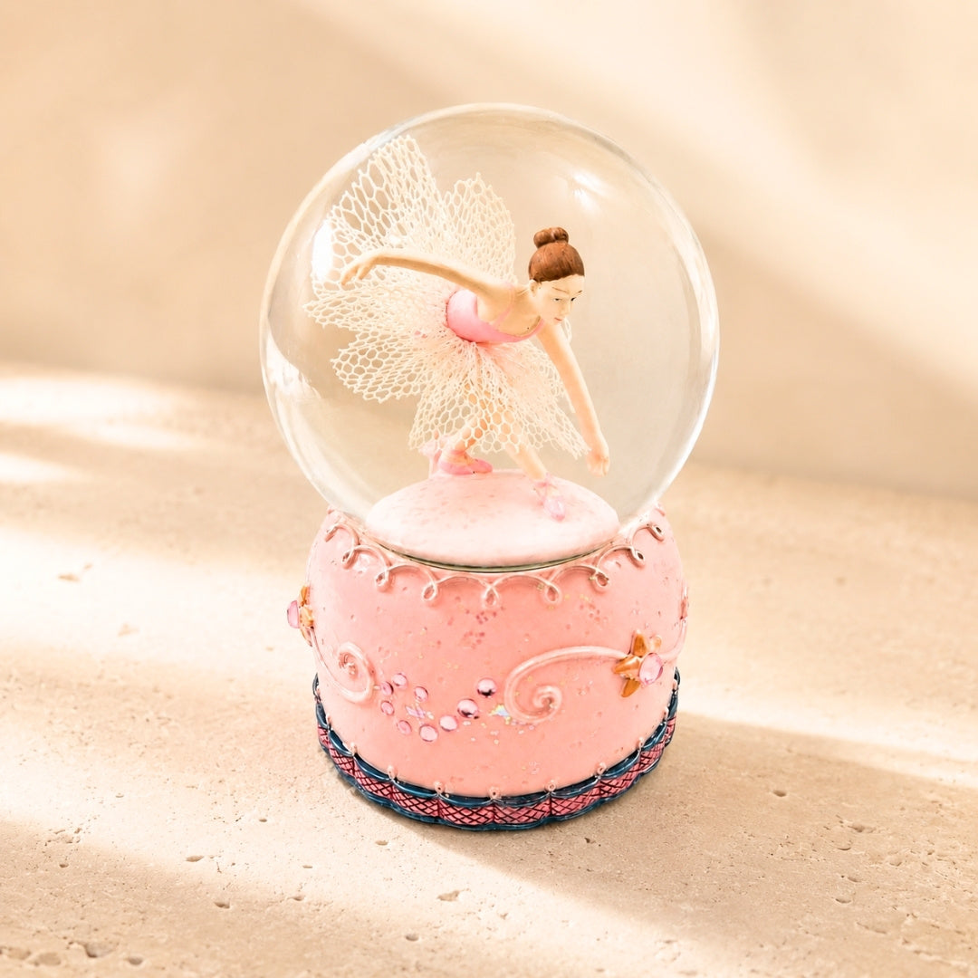 Bailarina de Ballet Bailando en Bola de Cristal de 12 cm con Posibilidad de Personalización con Grabado - Decoración Pastel Elegante para Regalo a Amantes del Ballet, Hecha de Poliresina y Vidrio