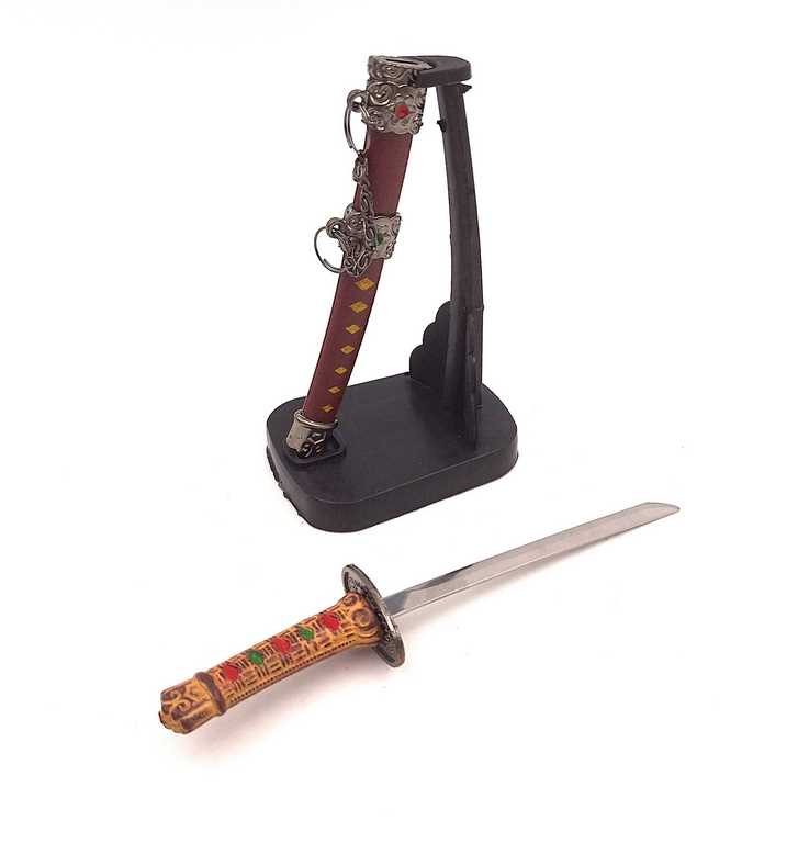 Katana - cuchillo para papel SW-199 con posibilidad de personalización con grabado, ideal para regalo, altura 18 cm, funda decorativa incluida