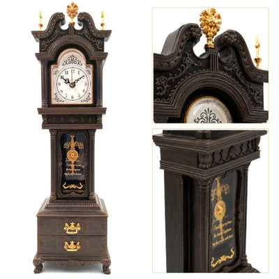 Reloj de abuelo retro con caja de música y grabado personalizado, elegante joyero para pequeños objetos, altura 37,5 cm, regalo ideal estilo vintage