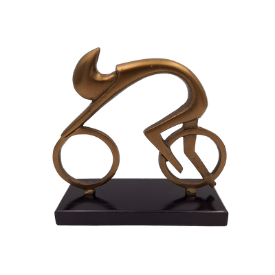 Figura de ciclista VB26/9 con grabado - Regalo elegante para ciclistas, altura 18 cm, latón y negro, decoración minimalista para interiores
