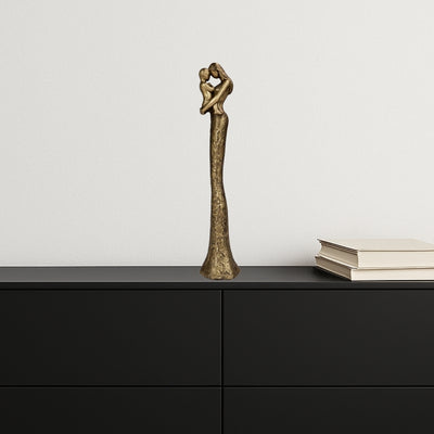 Figura moderna de madre con niño en dorado con grabado personalizado - altura 27 cm - regalo ideal para el Día de la Madre, cumpleaños o inauguración - estilo glamour con elementos en negro - polyresina