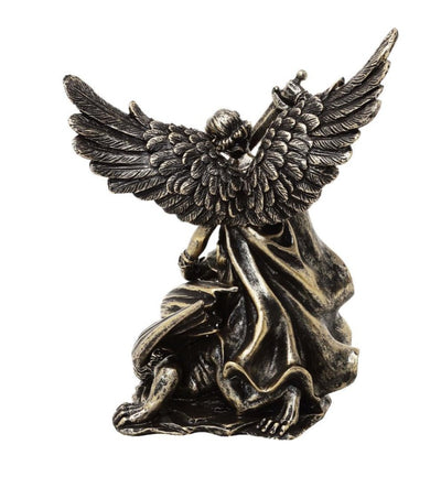 Figura de San Miguel luchando contra el dragón de poliresina de 13,5 cm con posibilidad de personalización con grabado